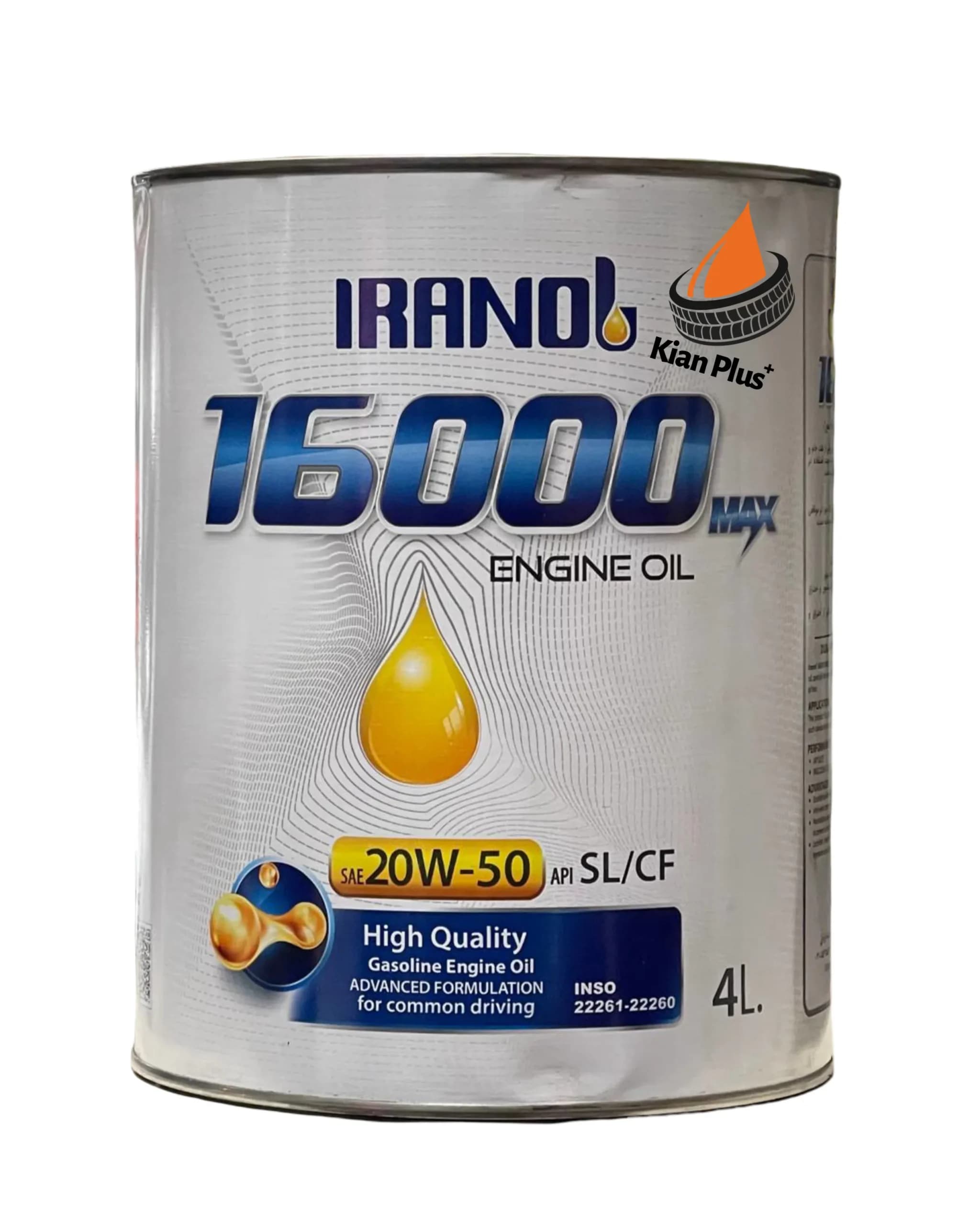 روغن موتور ایرانول 16000 مکث 20W-50 4L SL/Cf