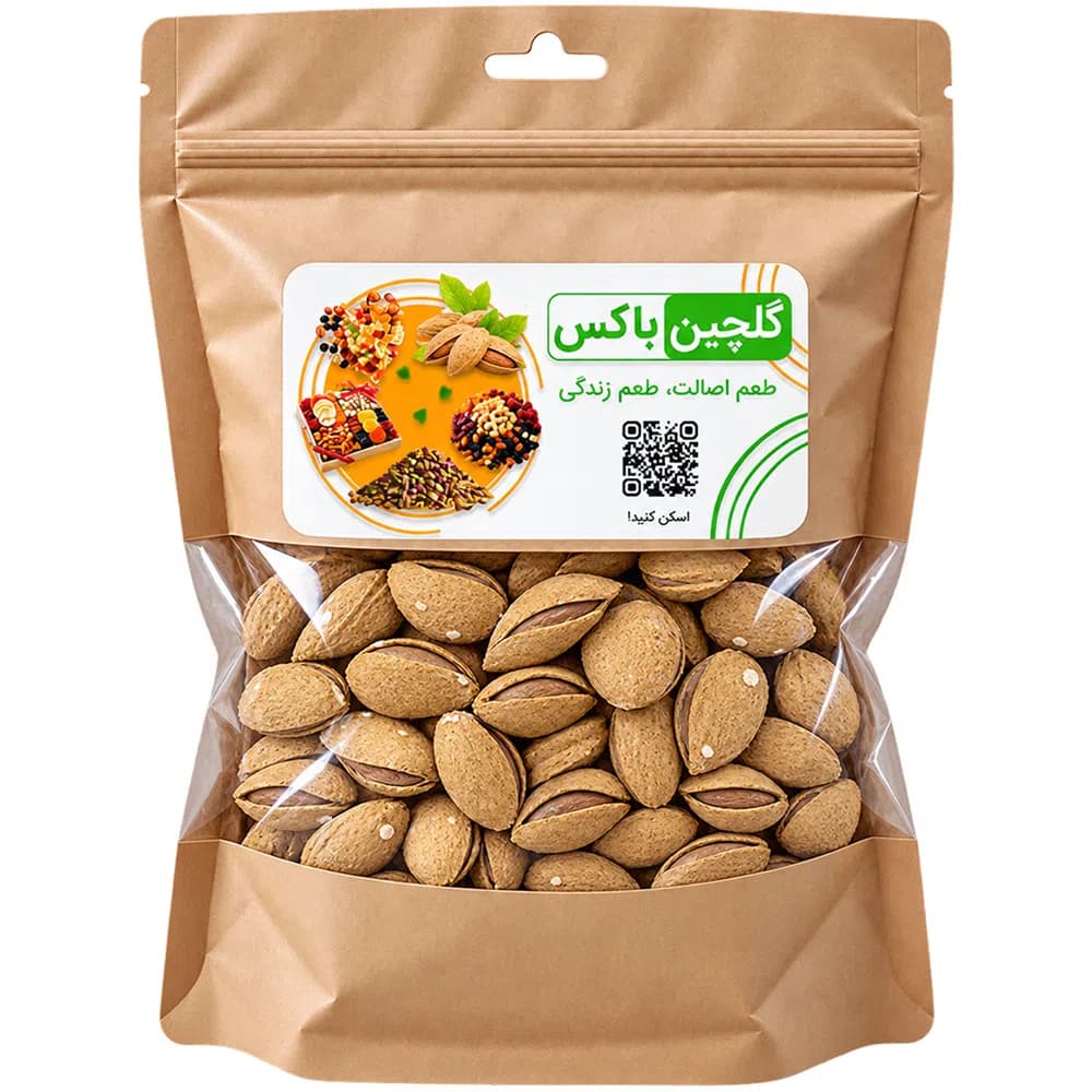 بادام کاغذی محب خام ممتاز 1 کیلوگرم Mohabb Almond گلچین‌باکس — تصویر ۲