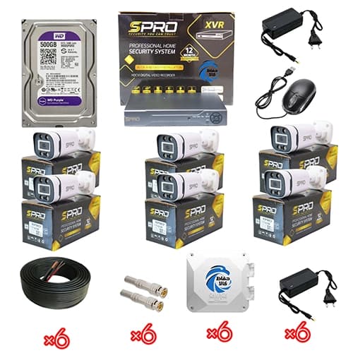 پکیج نظارتی 6 دوربینه اسپرو مدل 50NF با هارد 500 گیگ بنفش