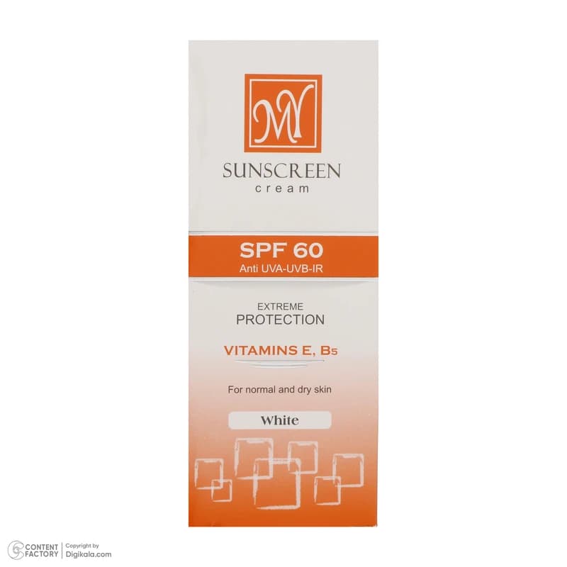 کرم ضدآفتاب بی‌رنگ مای MY مدل Extreme Protection SPF60 مناسب پوست نرمال تا خشک با محافظت UVA و UVB، ضد آب، حاوی روغن جوجوبا و ویتامین‌های E و B5، ضد پیری و ضد لک، فاقد پارابن و بدون رایحه، حجم 50 میلی — تصویر ۲