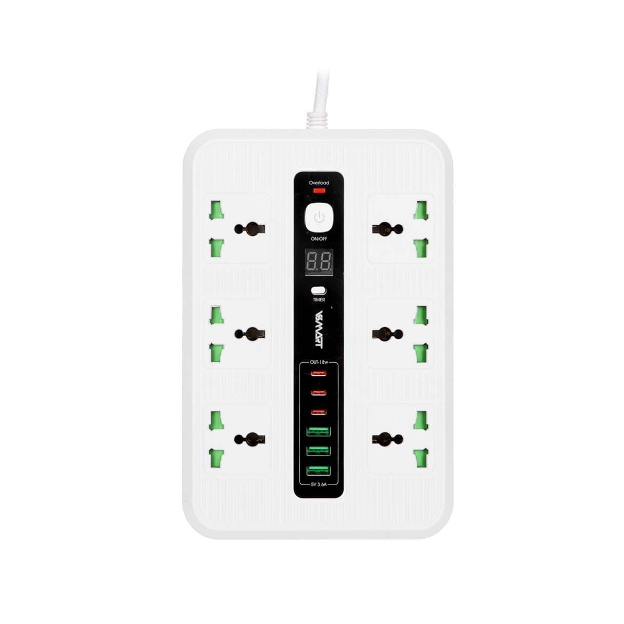 چند راهی برق و شارژر V-Smart مدل VS-330سفید