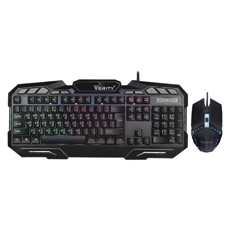 ماوس و کیبورد گیمینگ Verity مدل v-kb6126gcw باسیم, نورپردازی LED RGB