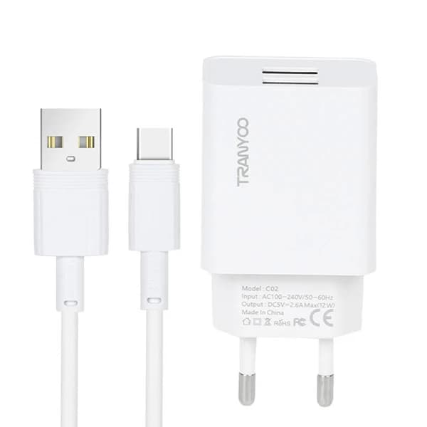 شارژر دیواری 14 وات ترانیو مدل T-C02 به همراه کابل USB-C