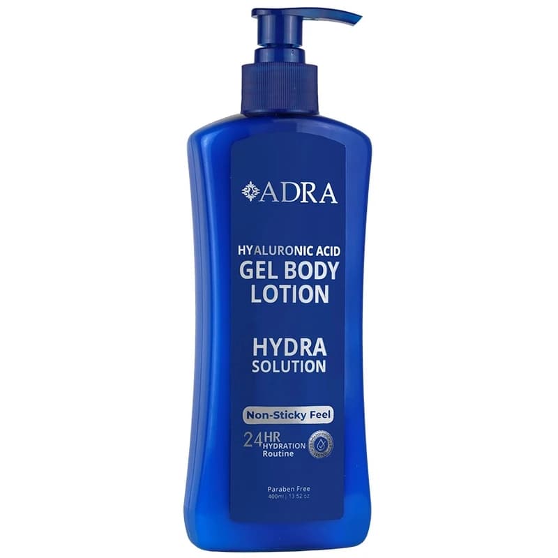 ژل لوسیون بدن آدرا مدل Hyaluronic Acid حاوی هیالوونیک اسید حجم 400 میلی لیتر اورجینال