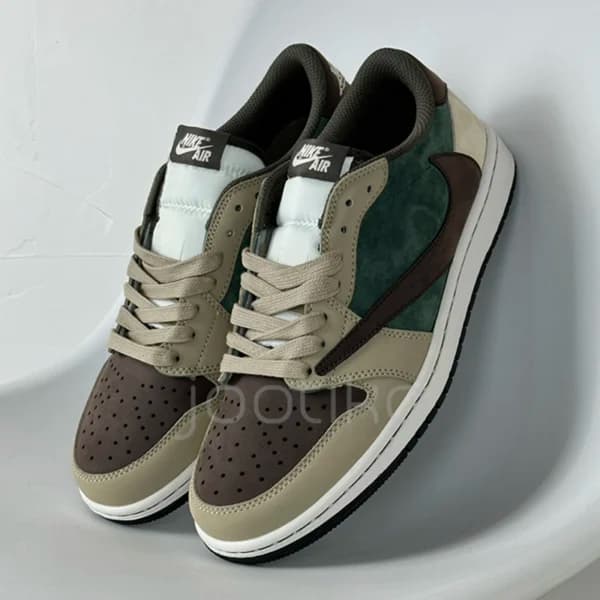 ایر جردن وان لو قهوه‌ای سبز خاکی Travis Scott x Air Jordan 1 Low OG