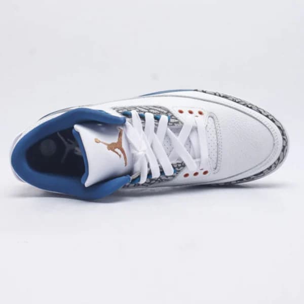 نایک جردن 3 رترو وزردز Jordan 3 Retro Wizards سفید آبی — تصویر ۷