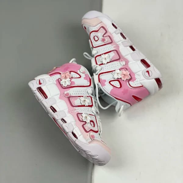 نایک ایر مور آپتمپو Nike Air More Uptempo White Pink Flower — تصویر ۲