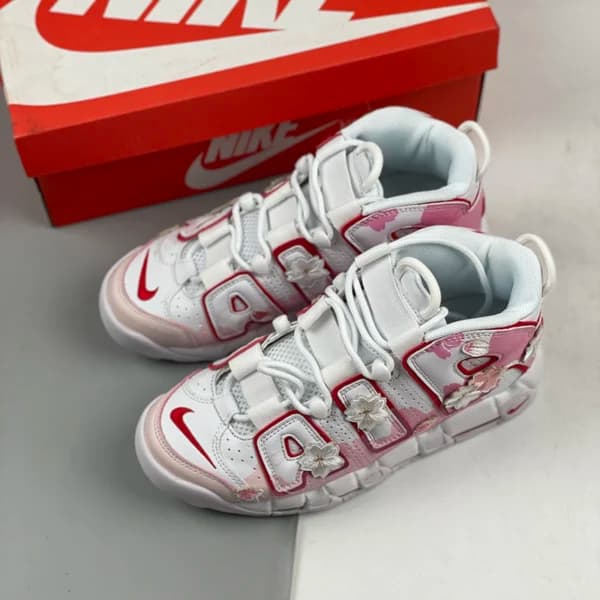 نایک ایر مور آپتمپو Nike Air More Uptempo White Pink Flower — تصویر ۷