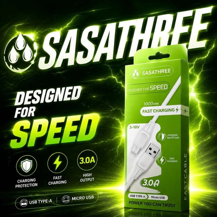 کابل شارژ میکرو SASATHREE مدل S10V
