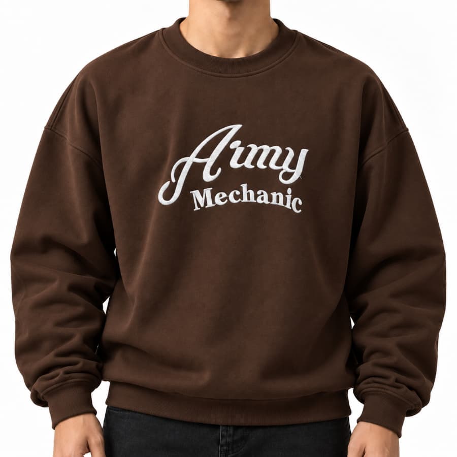 بولیز گلدوزی طرح army mechanic قهوه ای کد 3965