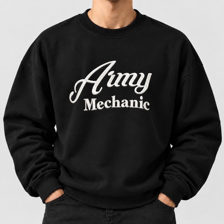 بولیز گلدوزی طرح army mechanic مشکی کد 3965