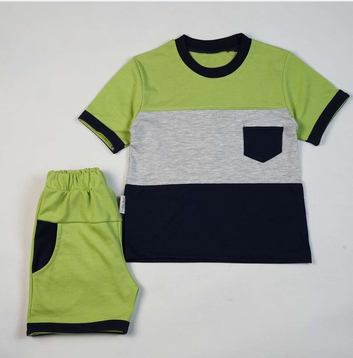 ست تیشرت و شلوارک پسرانه نخ پنبه‌ای – پوشاک کودک ایرانی سپیدپوش