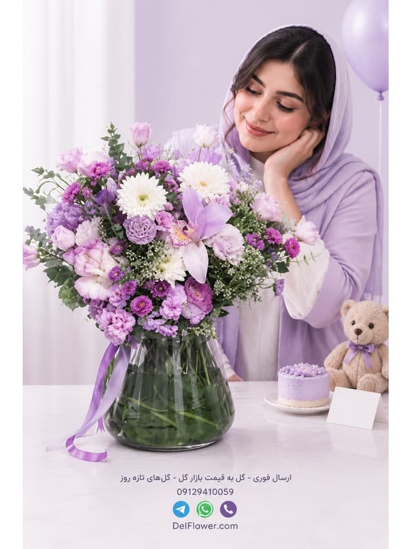 باکس گل جشن تولد برای همکار مدل مهراه | گل فروشی دل