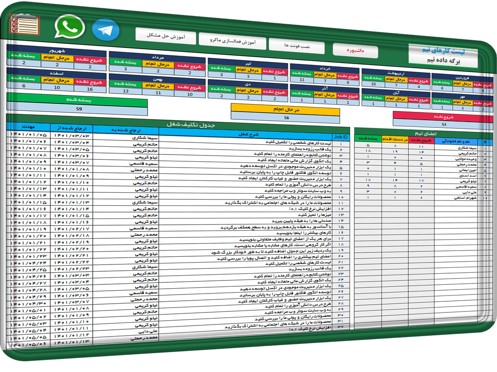 برنامه مدیریت تیم و پروژه – نرم افزار مدیریت تیم – تقویم برنامه وظایف تیم در پروژه