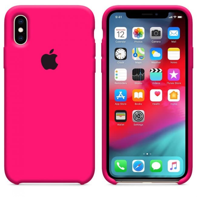 قاب سیلیکون صورتی فسفری آیفون XS
