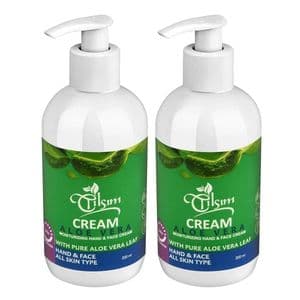 کرم مرطوب کننده دست و صورت تیلسیم مدل Aloe vera مناسب انواع پوست حجم 200 میلی لیتر بسته دو عددی