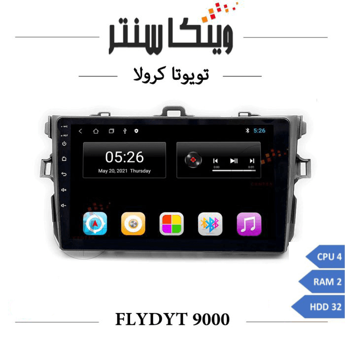 مانیتور تویوتا کرولا 2008-2013 برند فلای مدل FLYDYT 9000 رم 2