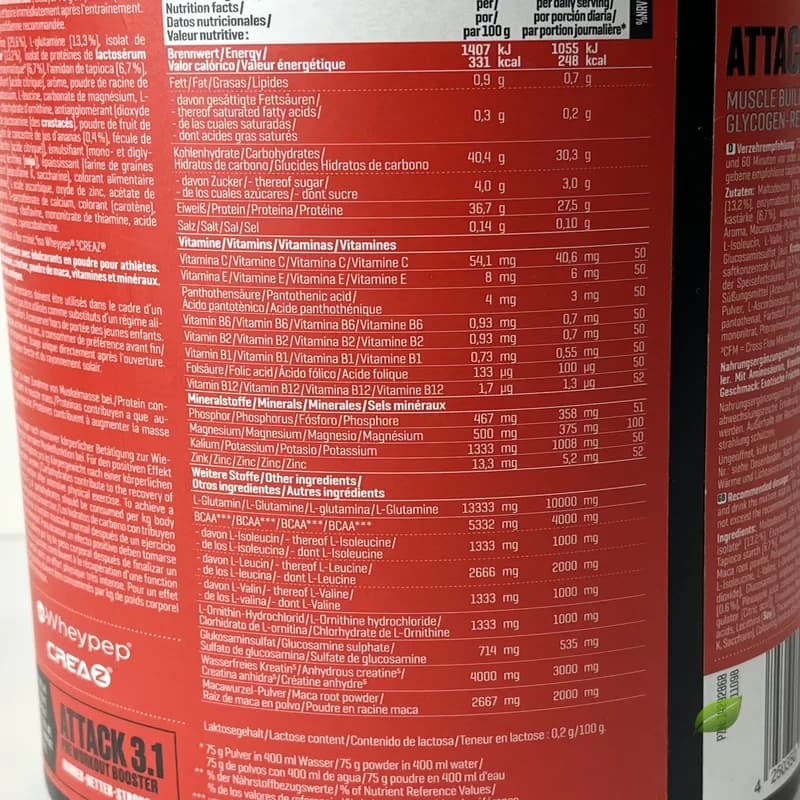 :مکمل ریکاوری بعد از تمرین اتک ۳.۰ پرو بادی اتک ۹۰۰ گرمی | Body Attack Pro Attack 3.0 Post-Workout Formula 900g — تصویر ۲