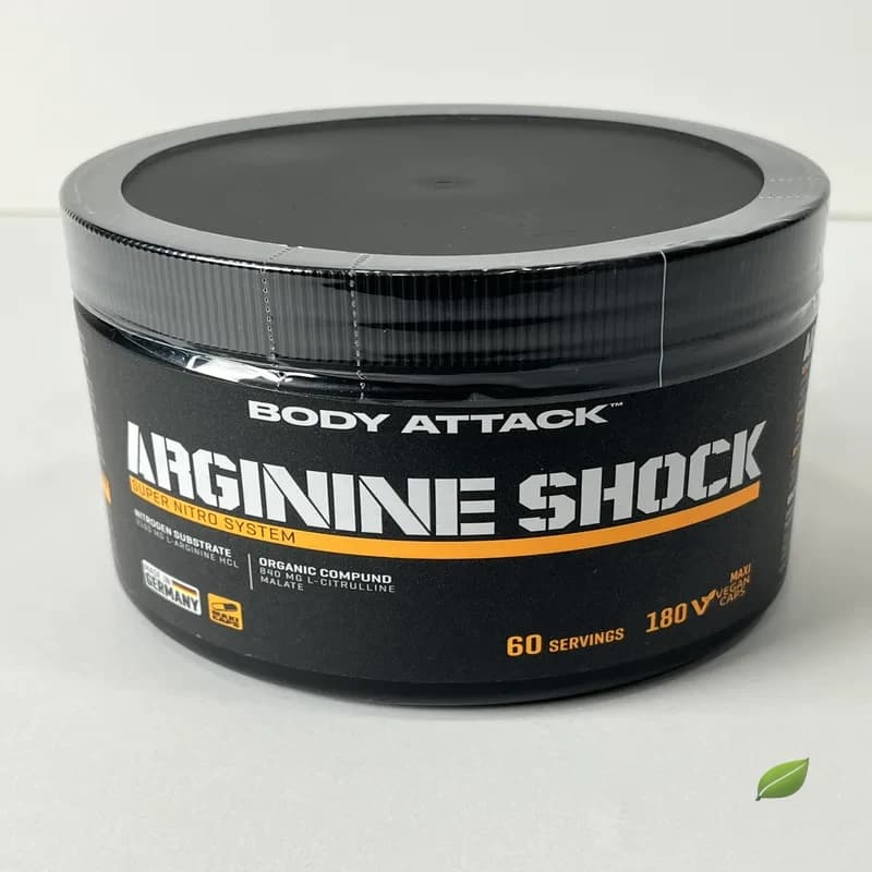 کپسول آرژنین شاک بادی اتک ۱۸۰ ماکسی کپسول (۶۰ سروینگ) | Body Attack Arginine Shock 180 Maxi Vegan Caps