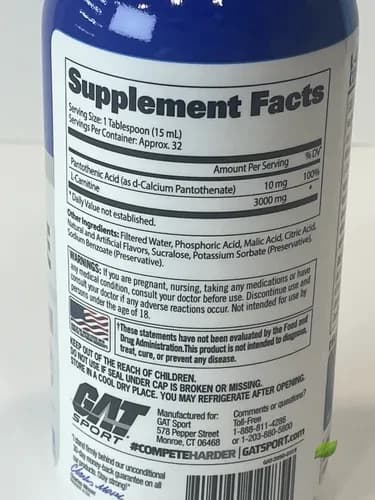 نام محصول: ال کارنیتین ۳۰۰۰ مایع گت اسپورت ۴۷۳ میلی‌لیتر | GAT Sport L-Carnitine 3000mg — تصویر ۲