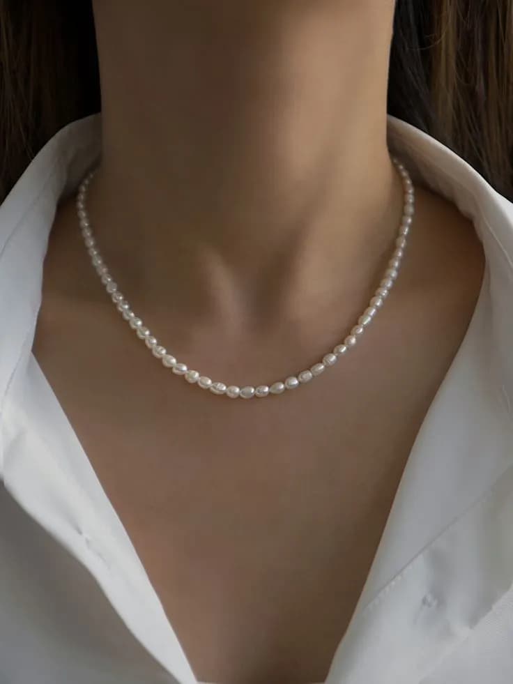 گردنبند مروارید (اشکی) طبیعی متوسط سایز 5