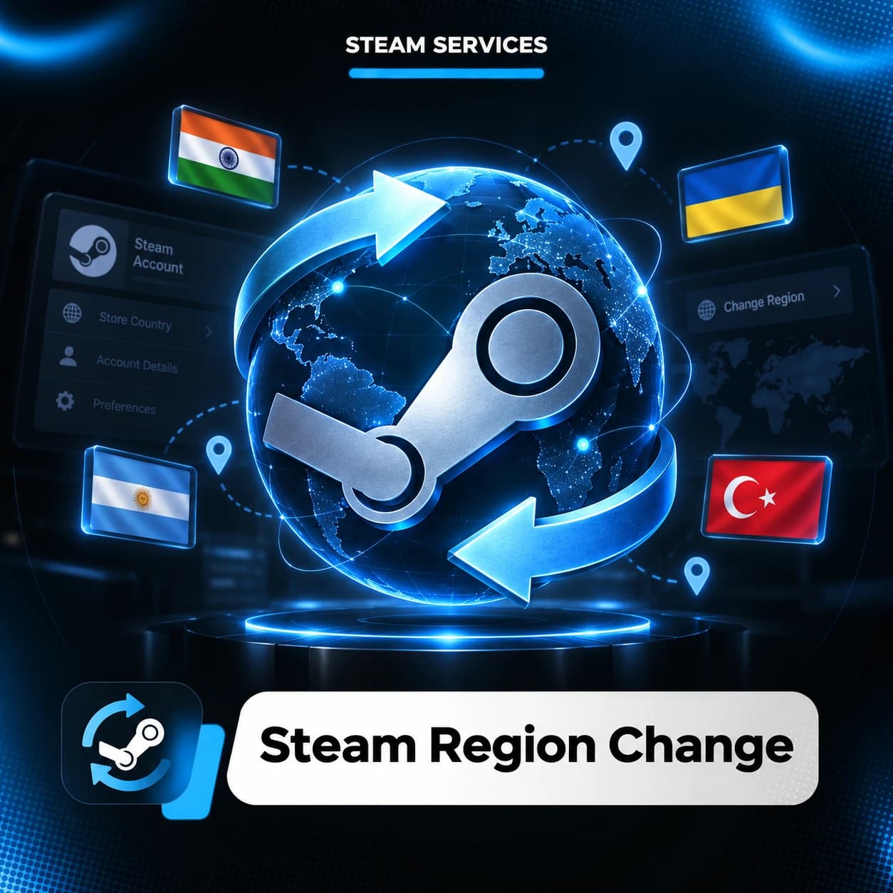 تغییر ریجن اکانت استیم (Steam Account Region Change)