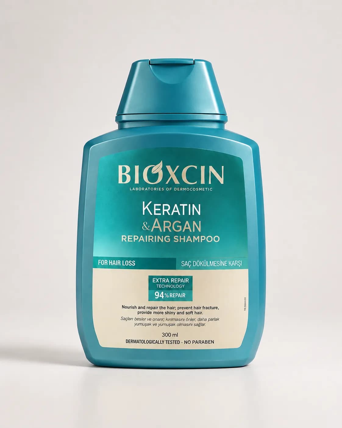 شامپو ترمیم‌کننده کراتین و آرگان بیوکسین برای موهای آسیب‌دیده حجم ۳۰۰ میل | Bioxcin Keratin & Argan Repairing Shampoo