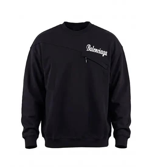 بلوز یقه گرد مردانه نرمال طرح دار دورس سه نخ پنبه مشکی Balenciaga