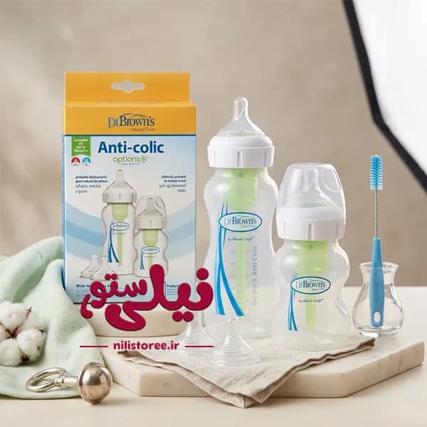 شیشه شیر طلقی 2 عددی پهن دکتربراونز 150 و 270 میل کد 02600 — تصویر ۲