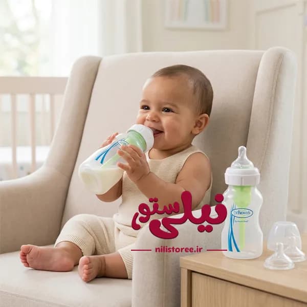 شیشه شیر طلقی 2 عددی پهن دکتربراونز 150 و 270 میل کد 02600