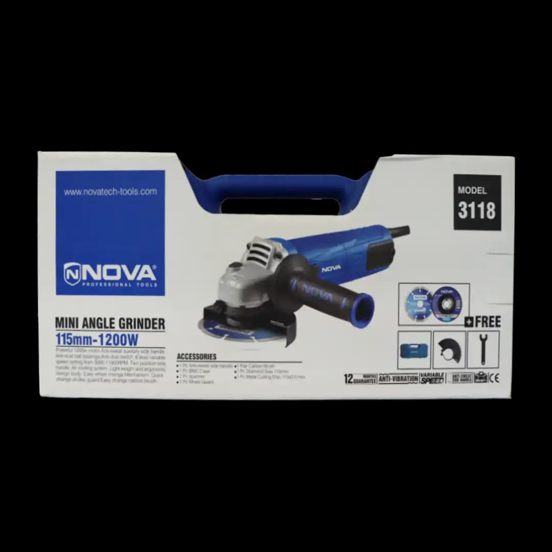 کیت مینی فرز 115 میلیمتر 1200 وات نووا مدل 3118 — تصویر ۲