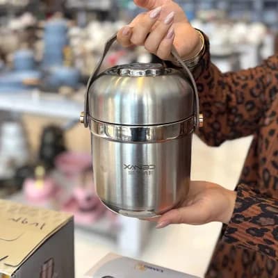 ظرف غذای تمام استیل دو طبقه ۱.۵ لیتری