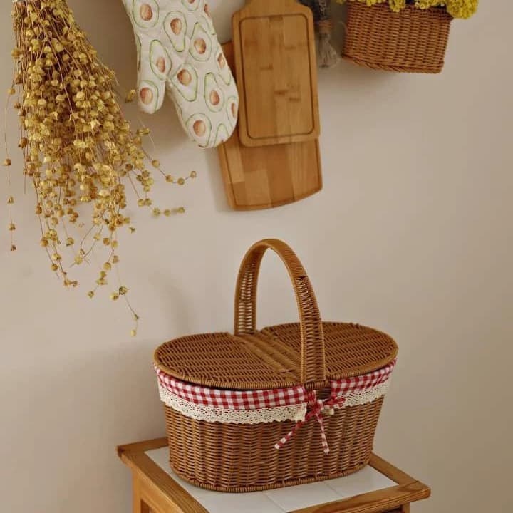 سبد حصیری درب دار پیک نیک