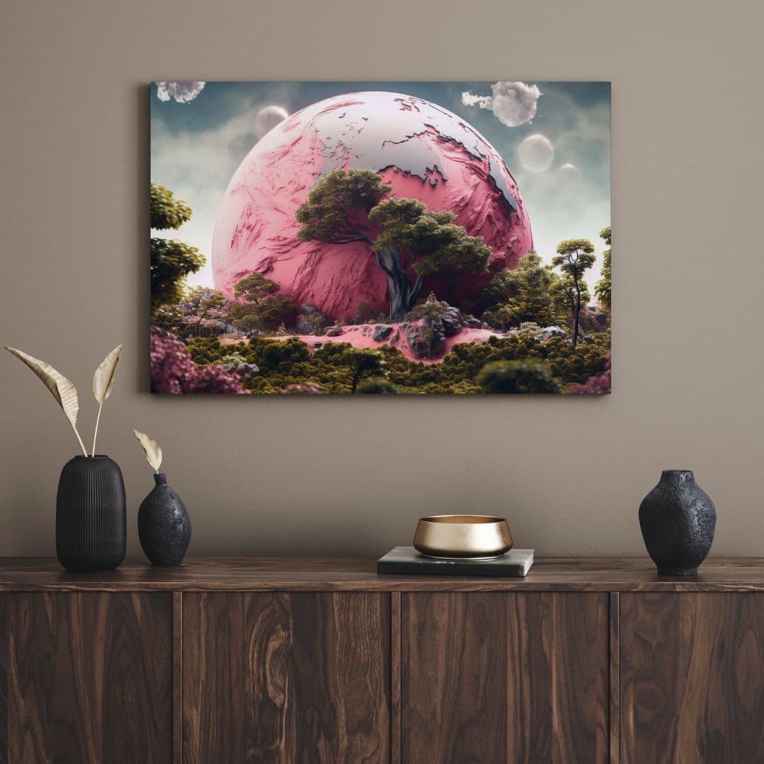 تابلو کره زمین صورتی pink globe