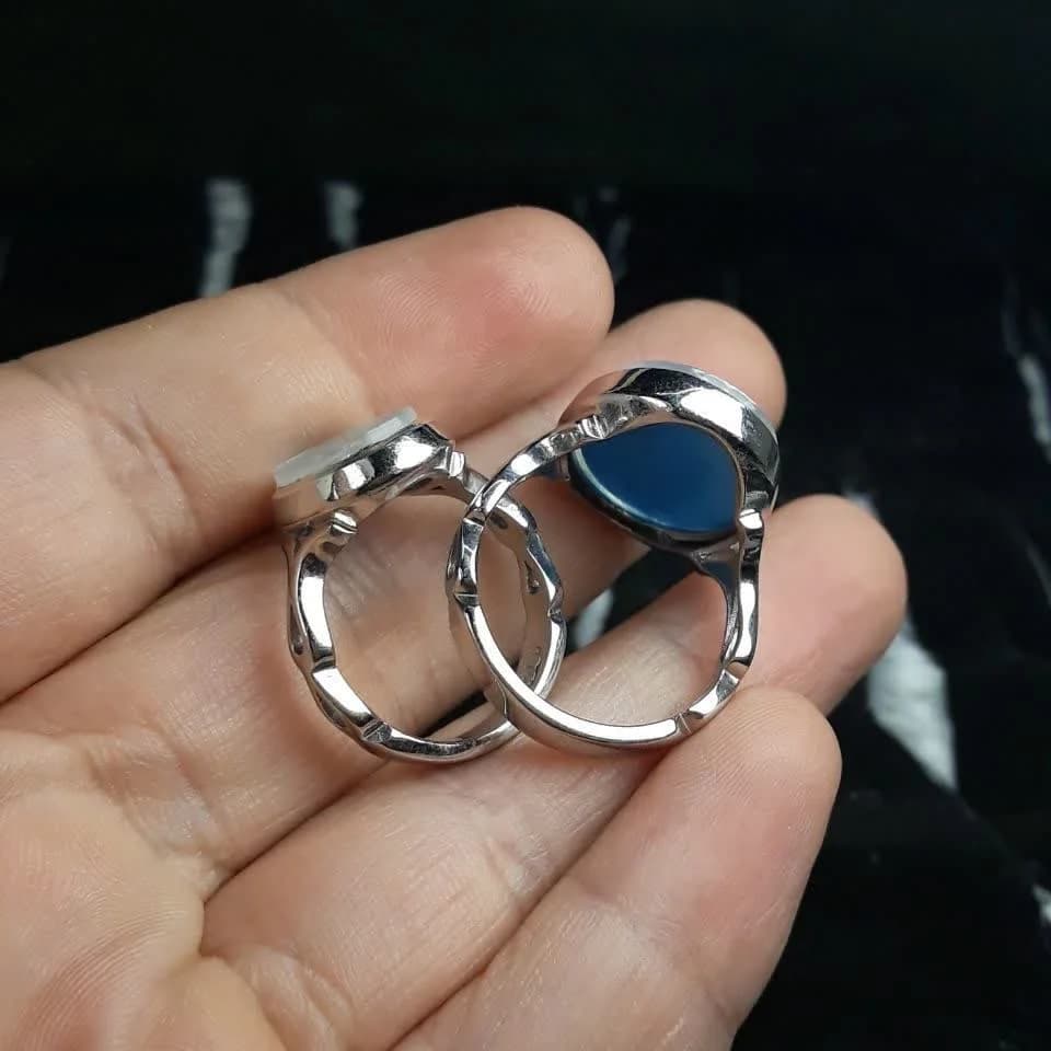 ست انگشتر در نجف خطی با زیر فیروزه یا علی و یا زهرا کد 3709 — تصویر ۴