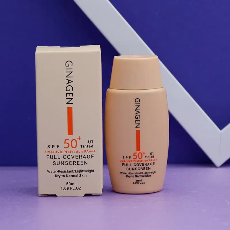 کرم ضدآفتاب بی رنگ SPF50 مناسب پوست خشک و نرمال ژیناژن GINAGEN حجم 50 میل 92247 — تصویر ۳