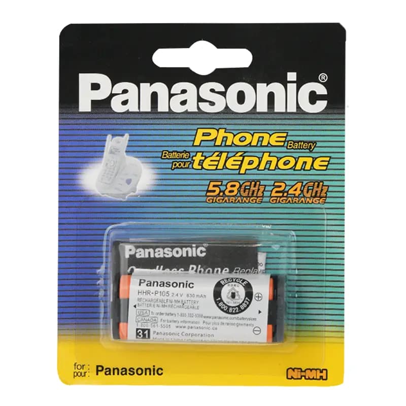 باتری تلفن بی‌سیم پاناسونیک مدل HHR-P105 ظرفیت 830 میلی‌آمپرساعت