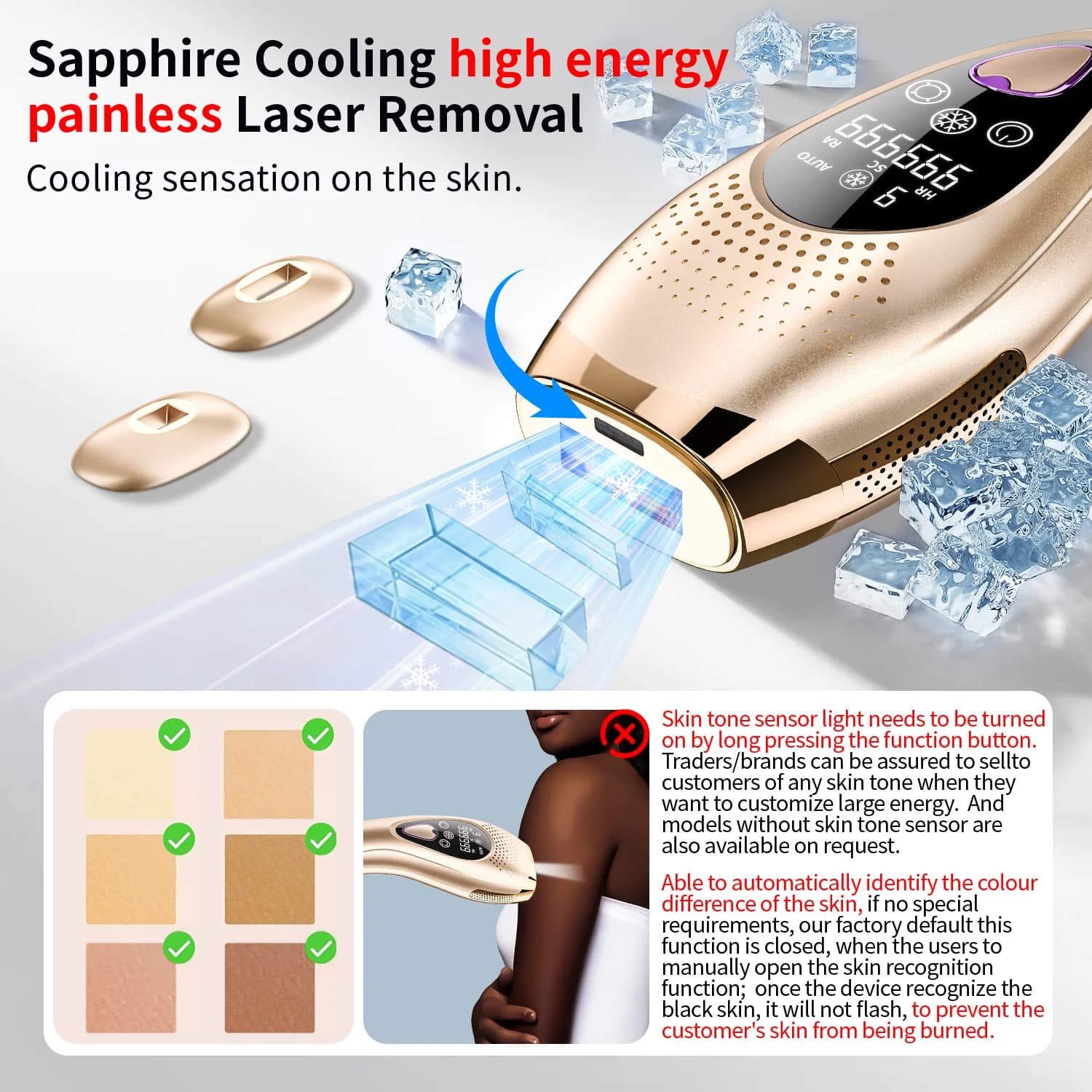 🔥 دستگاه لیزر خانگی حذف موهای زائد BHRL-10 | IPL حرفهای 1,000,000 شات + سیستم Ice Cooling — تصویر ۲