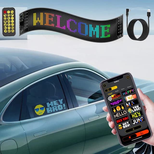 پنل ماتریکسی LED خودرو سایز ۷x۱۷ سانتیمتر با کنترل و اپلیکیشن موبایل — تصویر ۳