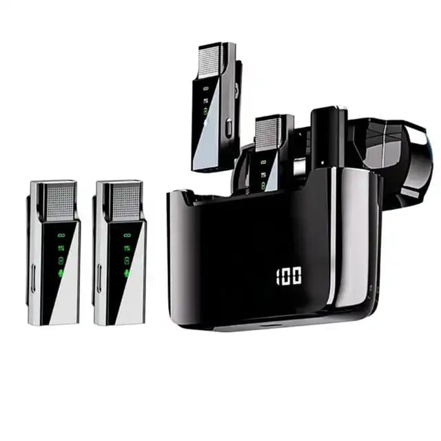 میکروفون یقه‌ای بی‌سیم ۴ نفره مدل S16S مناسب آیفون و Type-C با پایه شارژ – حذف نویز، کیفیت صدای HD