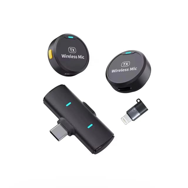 میکروفون یقه‌ای بی‌سیم مدل M1 با پورت آیفون و Type-C | حذف نویز | قابل شارژ