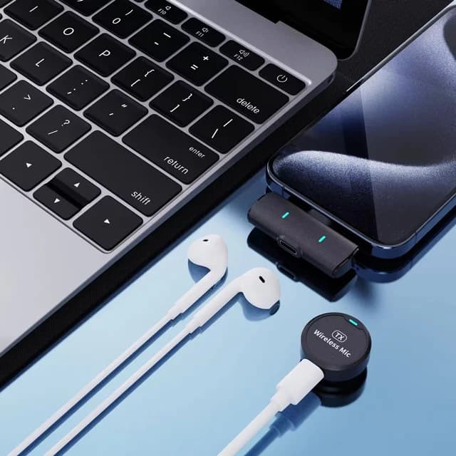 میکروفون یقهای بیسیم مدل M1 با پورت آیفون و Type-C | حذف نویز | قابل شارژ — تصویر ۴