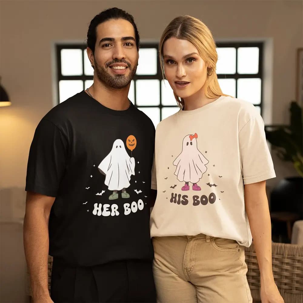ست تیشرت کاپلی هالووین طرح His Boo و Her Boo
