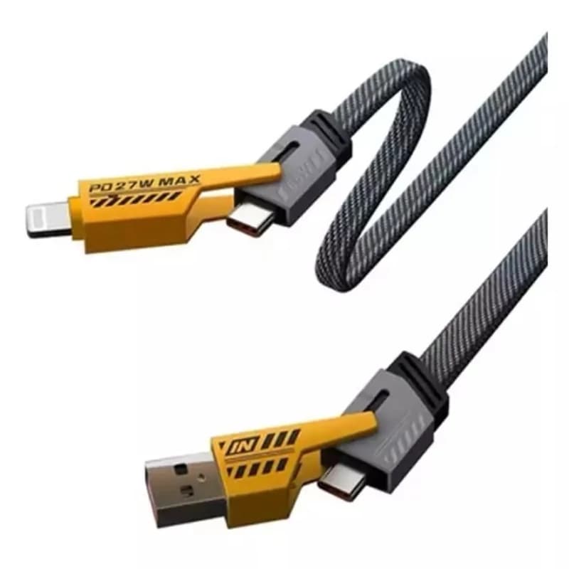 کابل شارژ 4 کاره برزنتی 65 وات مدل flat wire با گارانتی 12 ماهه آسان توزیع