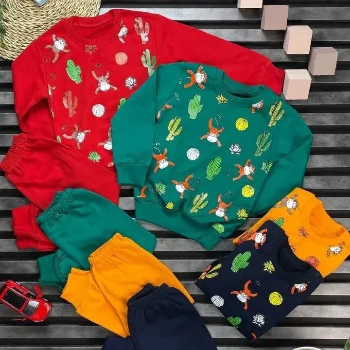 ست اسپرت بچگانه بلوز و شلوار پاییزه پنبه دورس سوپر سایز 35 و 40 — تصویر ۲