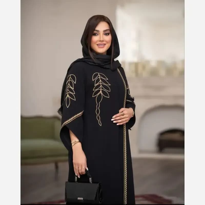 مانتو زنانه مجلسی شانتون اسلپ گلدوزی سایز بزرگ تا 56 — تصویر ۲