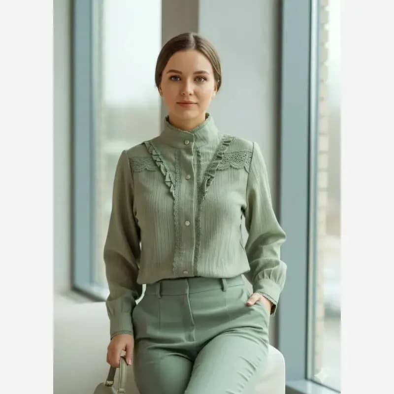 شومیز زنانه مدل حسنا جنس توکی کراش سایز بزرگ — تصویر ۸