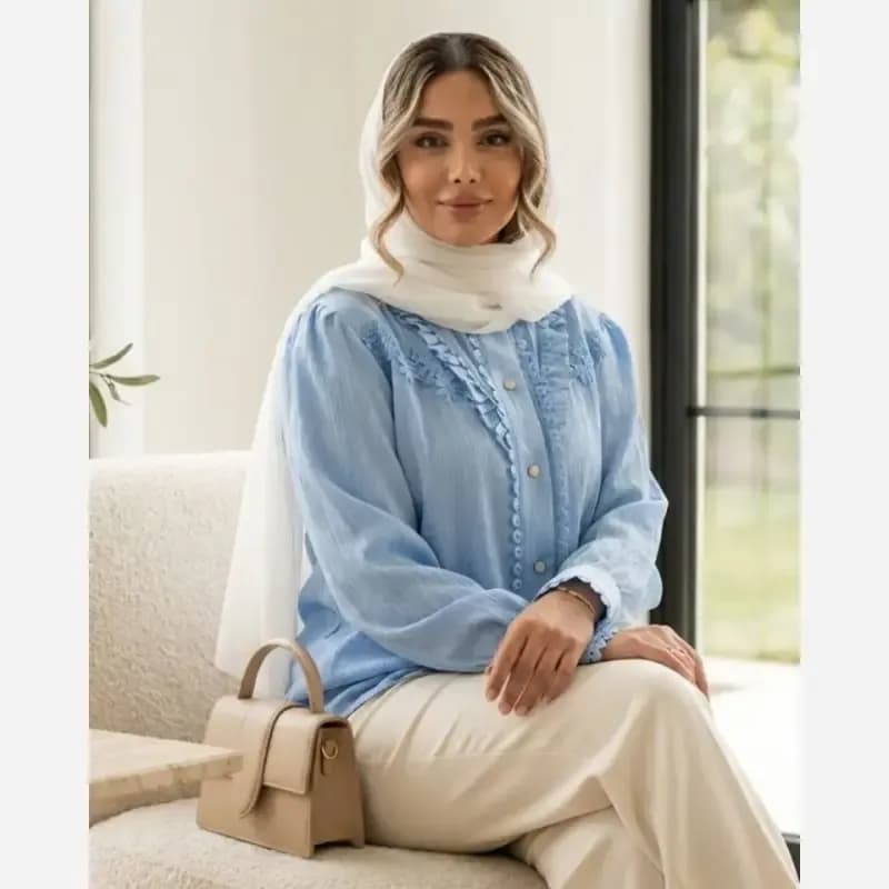 شومیز زنانه مدل حسنا جنس توکی کراش سایز بزرگ — تصویر ۲