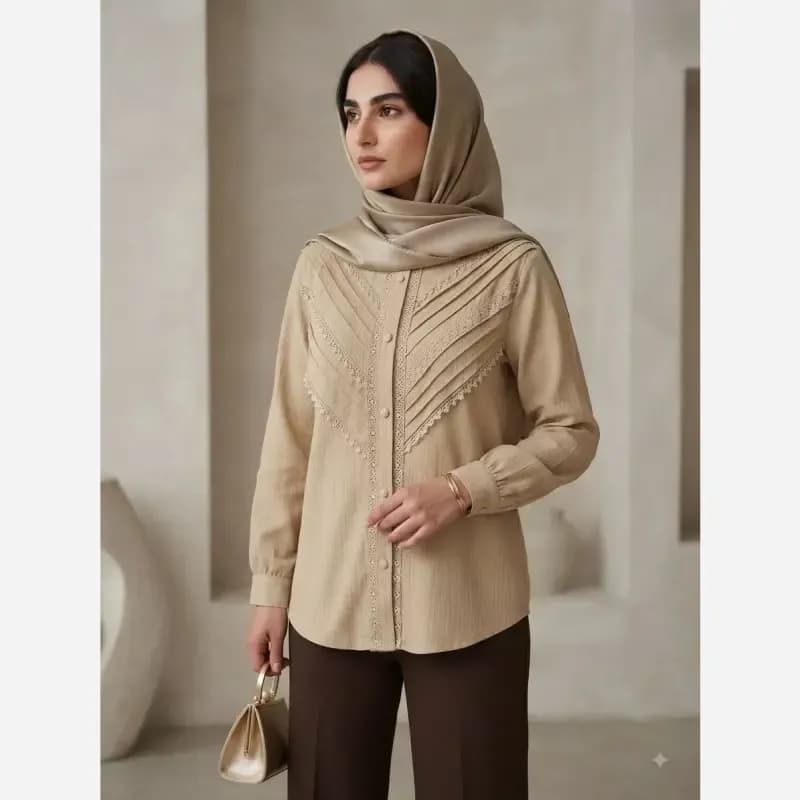 شومیز زنانه مجلسی توکی کراش سایز 36 تا 58 — تصویر ۴