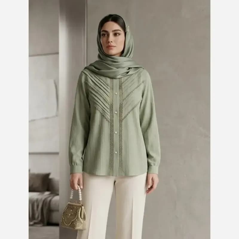 شومیز زنانه مجلسی توکی کراش سایز 36 تا 58 — تصویر ۳